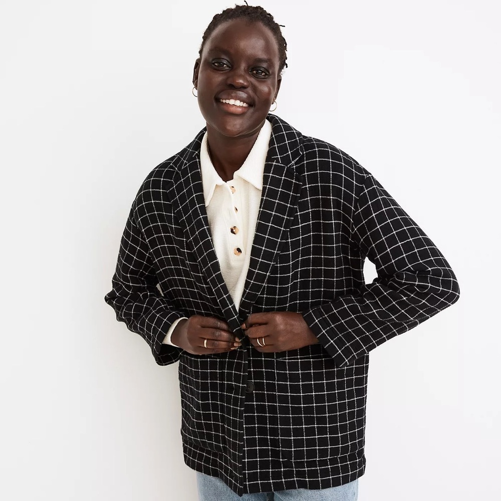 Madewell Waffleback Shaw Blazer in Windowpane, size S